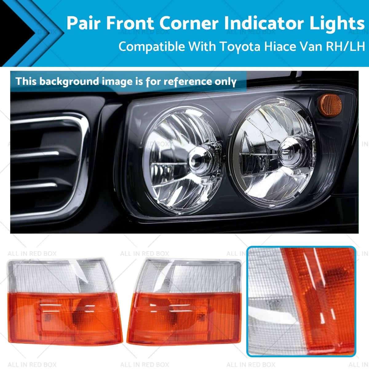 Front Corner Indicator Lights Pair for Toyota Hiace Van (1989–2005)