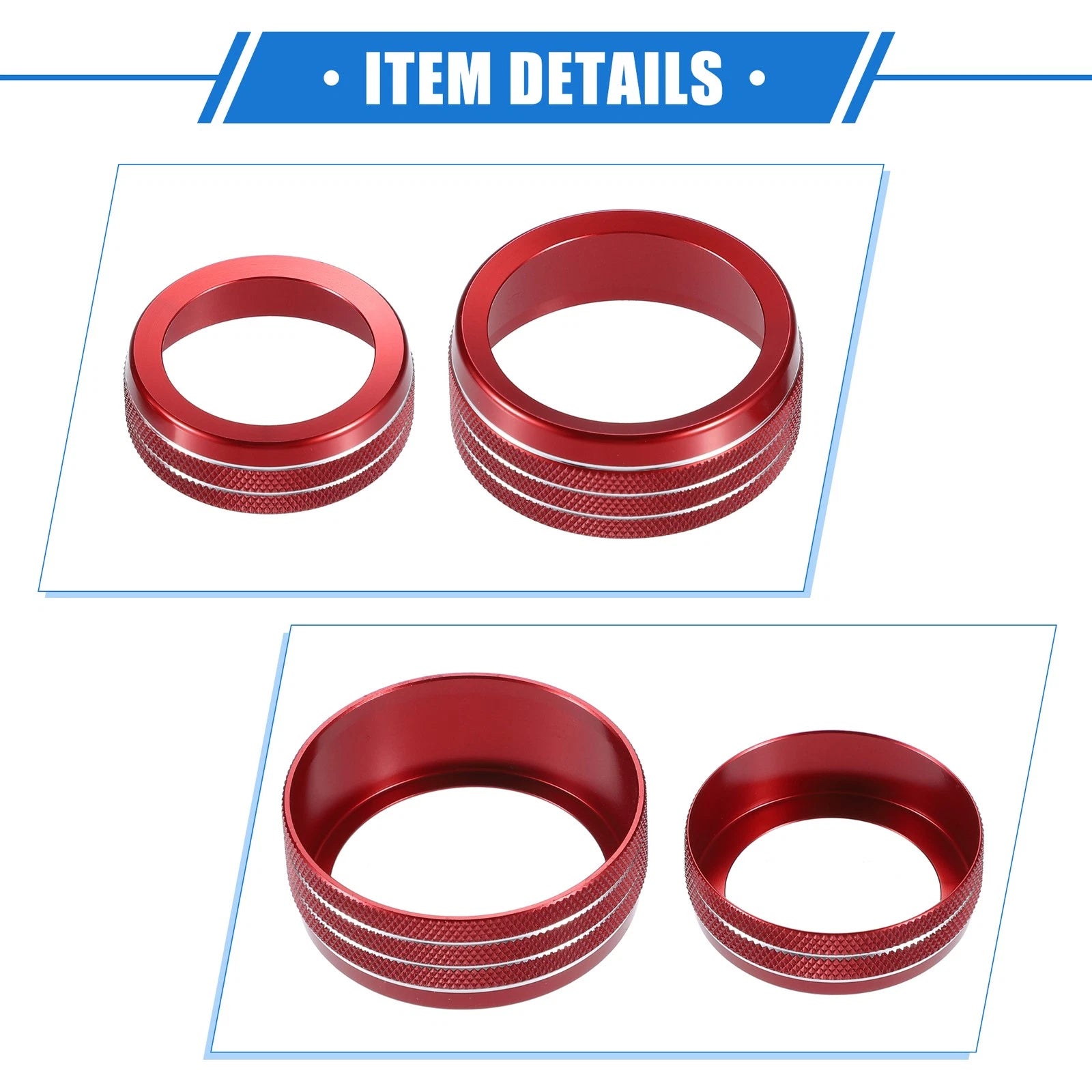 3pcs AC Audio Volume Tune Switch Knob Ring Cover for Dodge Dart (2012–2018) Red