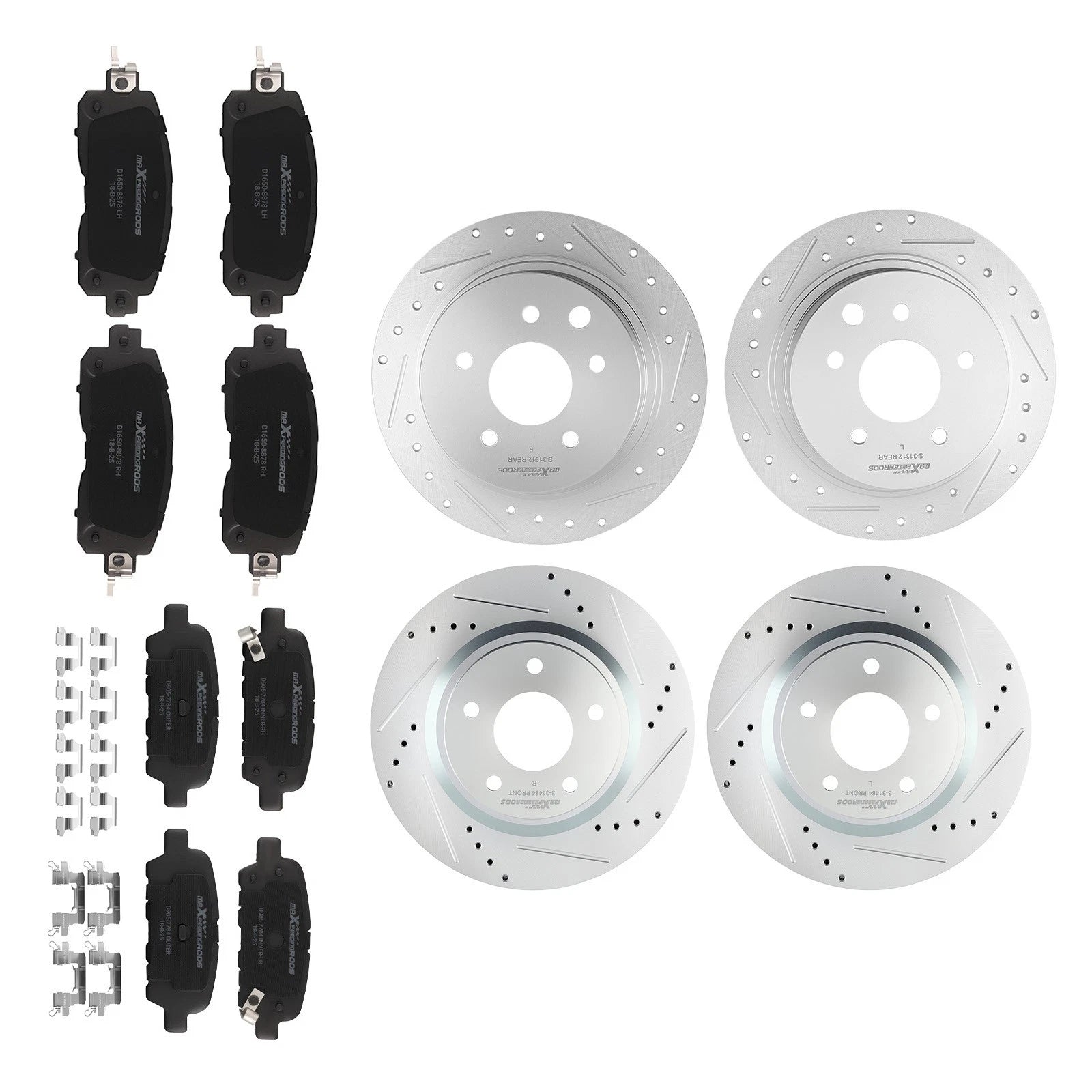 Front and Rear Drilled Disc Brake Rotor w/Pads Set for Nissan Altima (2013–2023)