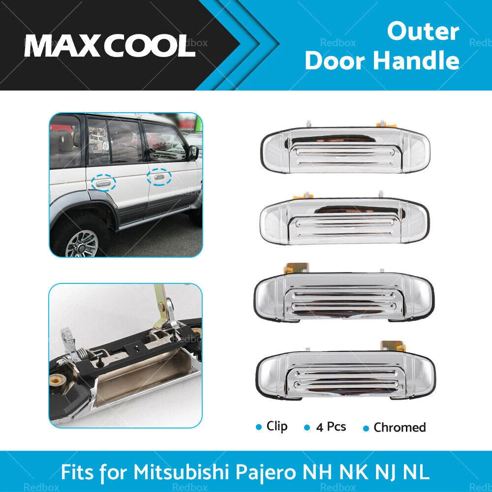 Set of 4 Chrome Outer Door Handles for Mitsubishi Pajero (1991–2000)