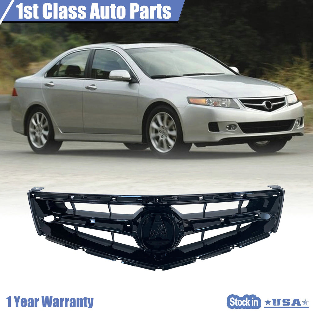 Front Bumper Grille Gloss Black for Acura TSX (2006–2008)