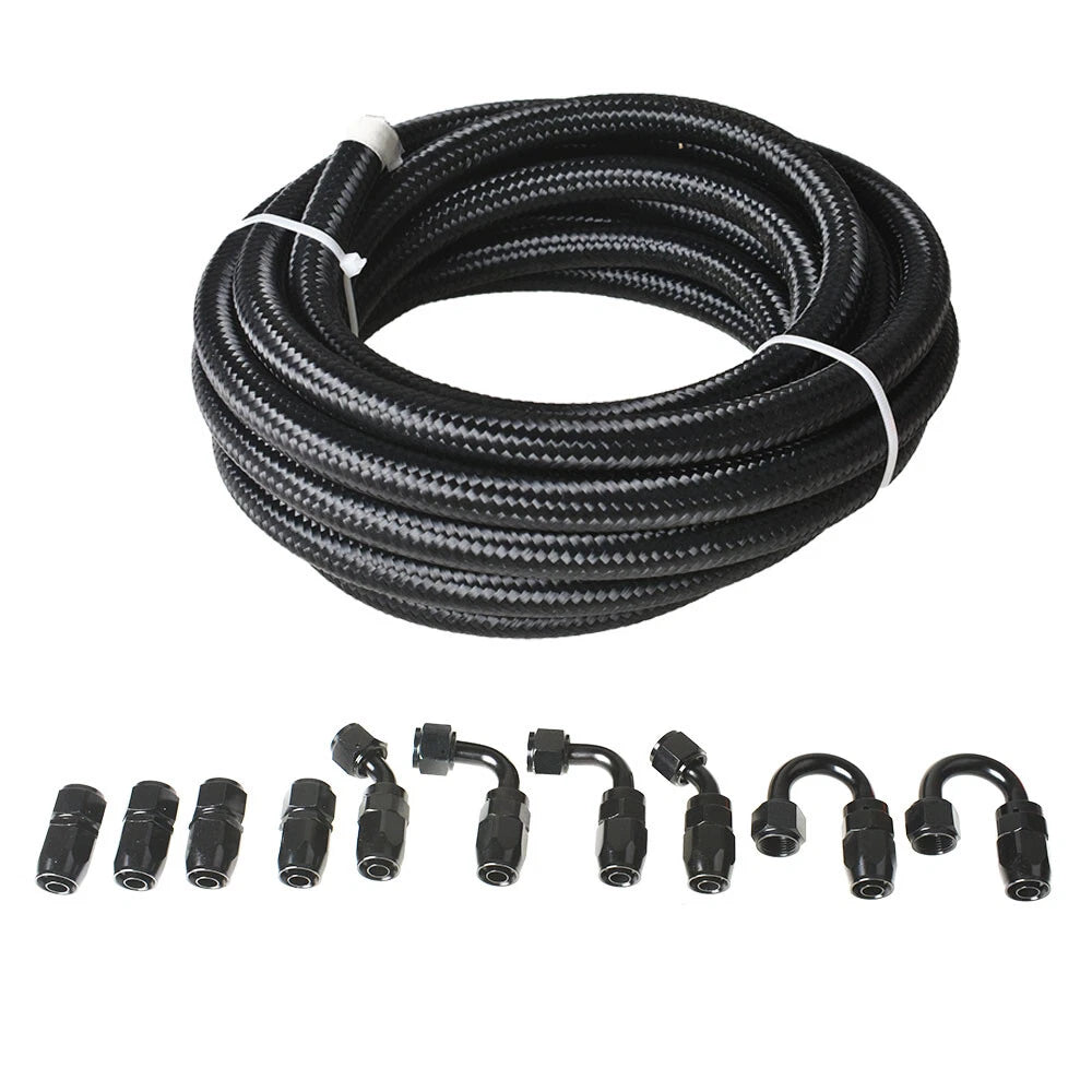 Braided Fuel Hose Line Kit with Swivel Hose End Fittings - 20 Feet