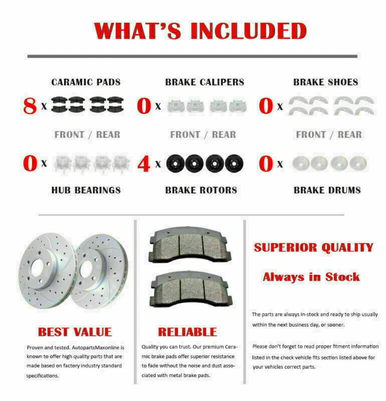 Drilled Brake Discs Rotors & Pads for Honda Accord (2011-2012)