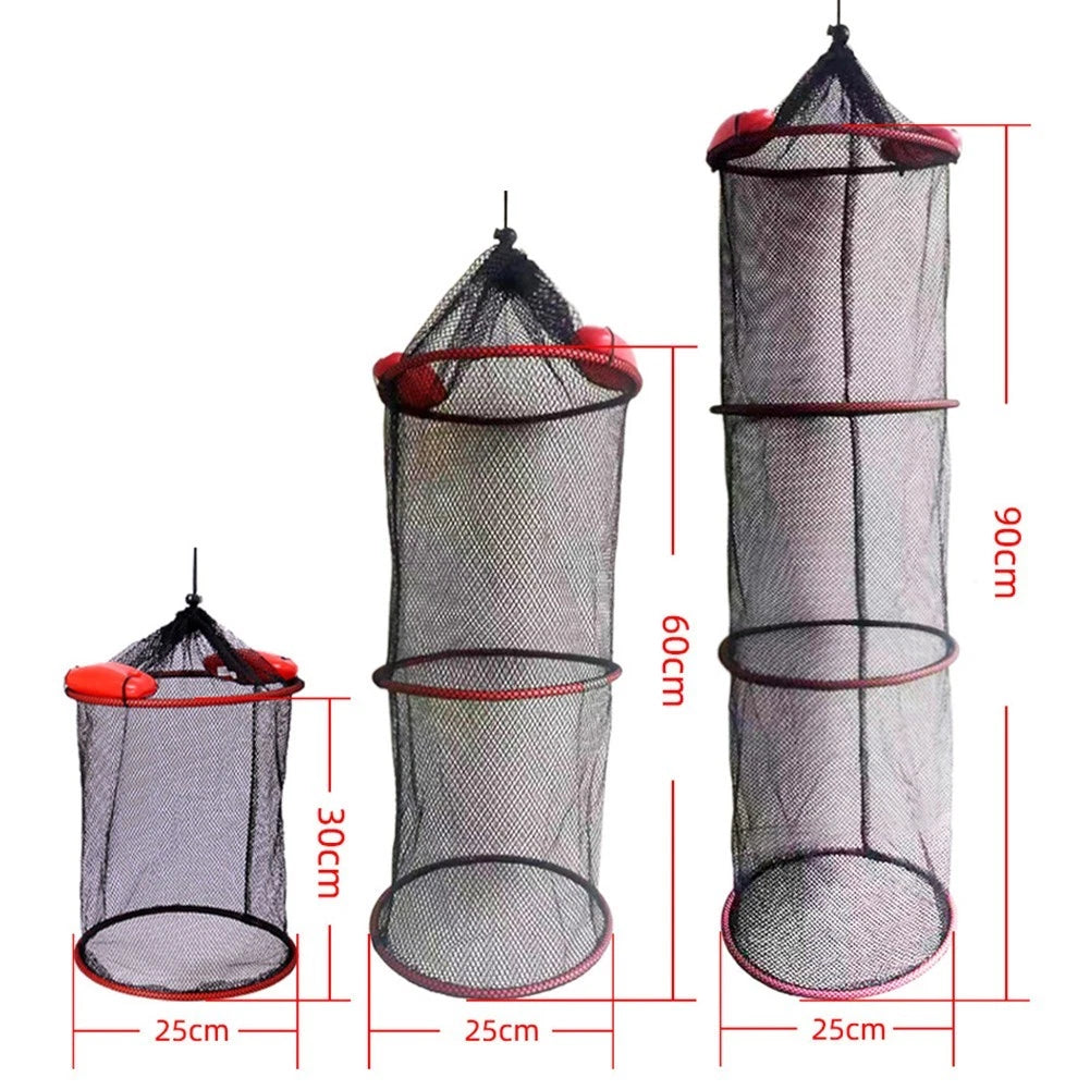 Nylon Fishing Cage with Buoy for Secure Catch (Multiple Sizes)