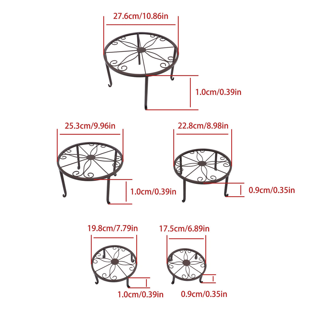 Set of 5 Heavy Duty Metal Plant Stands for Outdoor Indoor Use