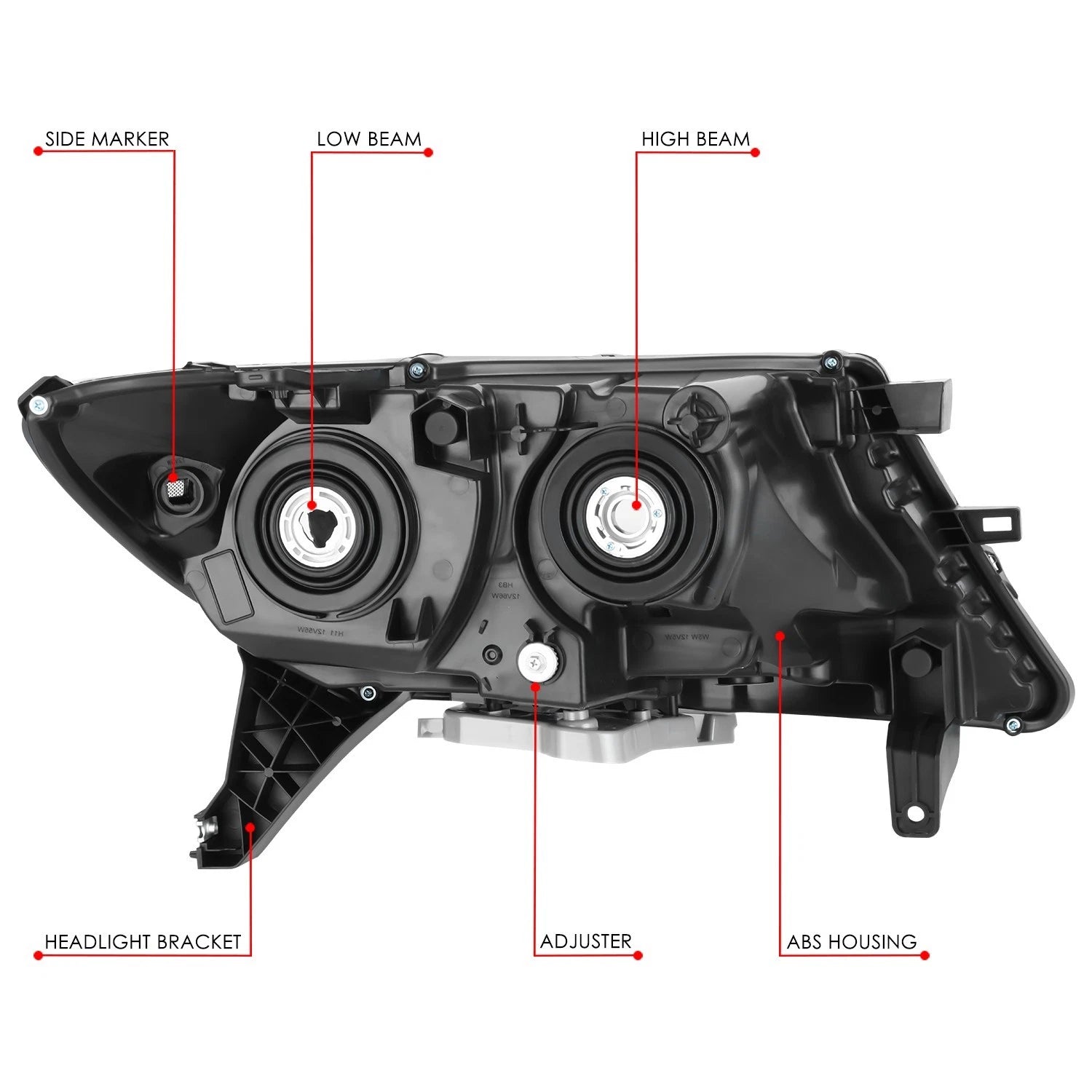 Headlight Assembly Pair for Nissan Pathfinder (2013–2016) Black Housing Clear Lens