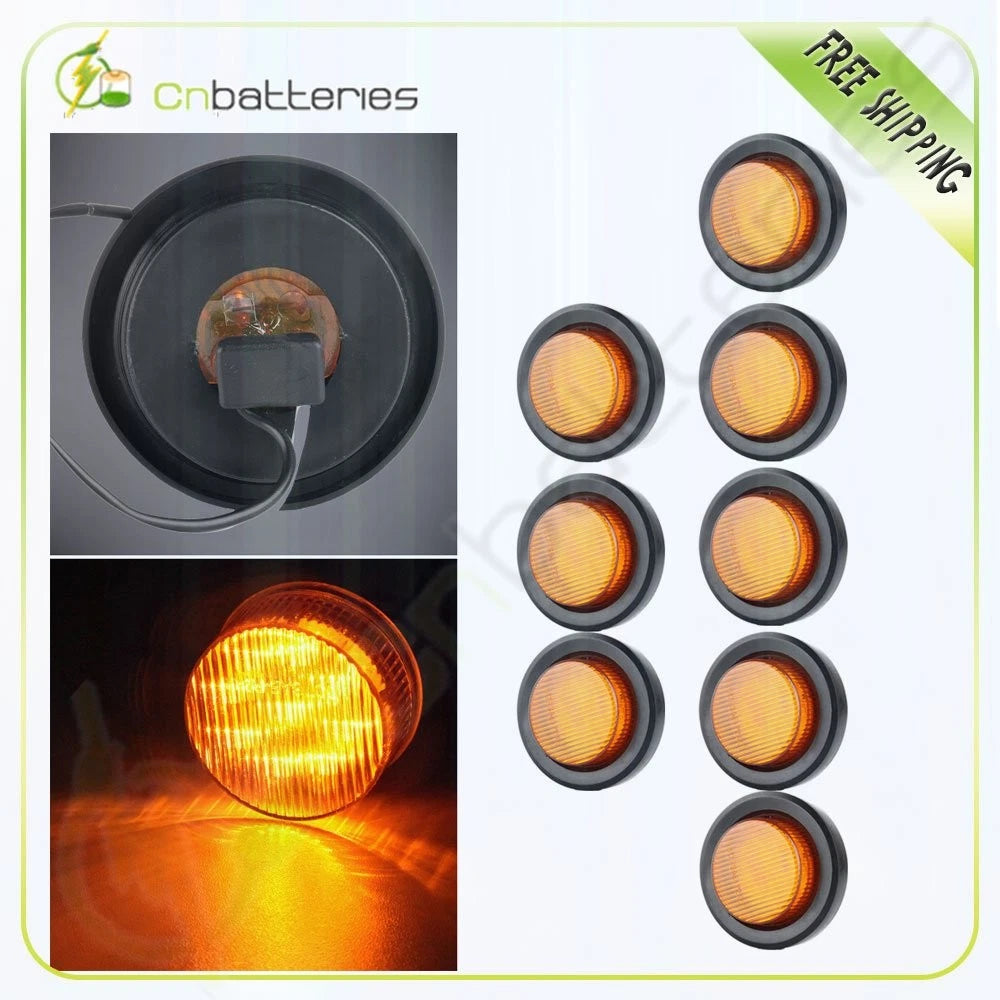 8pcs 2" Trailer Truck Clearance Light Side Marker 12V Waterproof