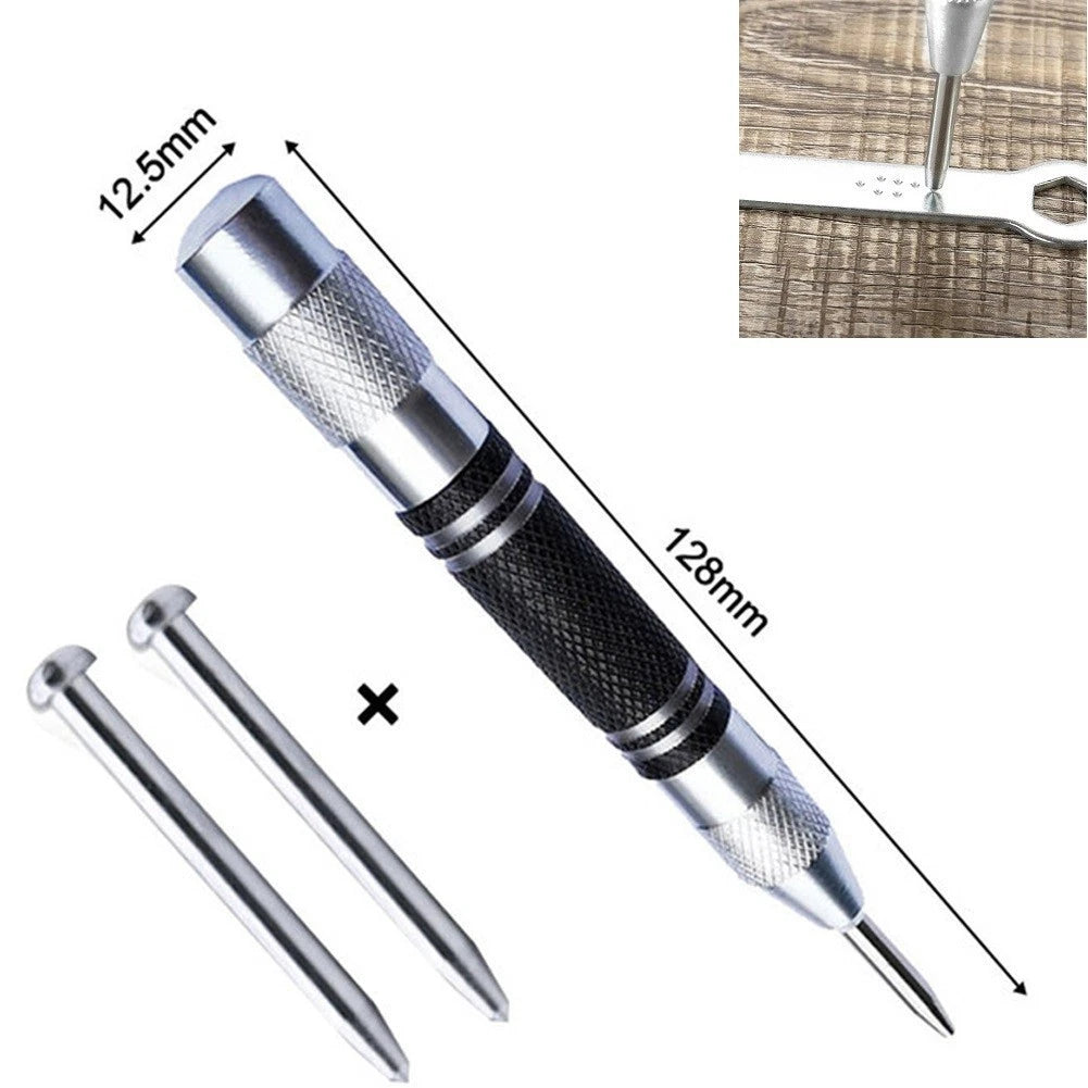 Set of 2 Automatic Center Punches for Universal Use (Non-Slip Grip)