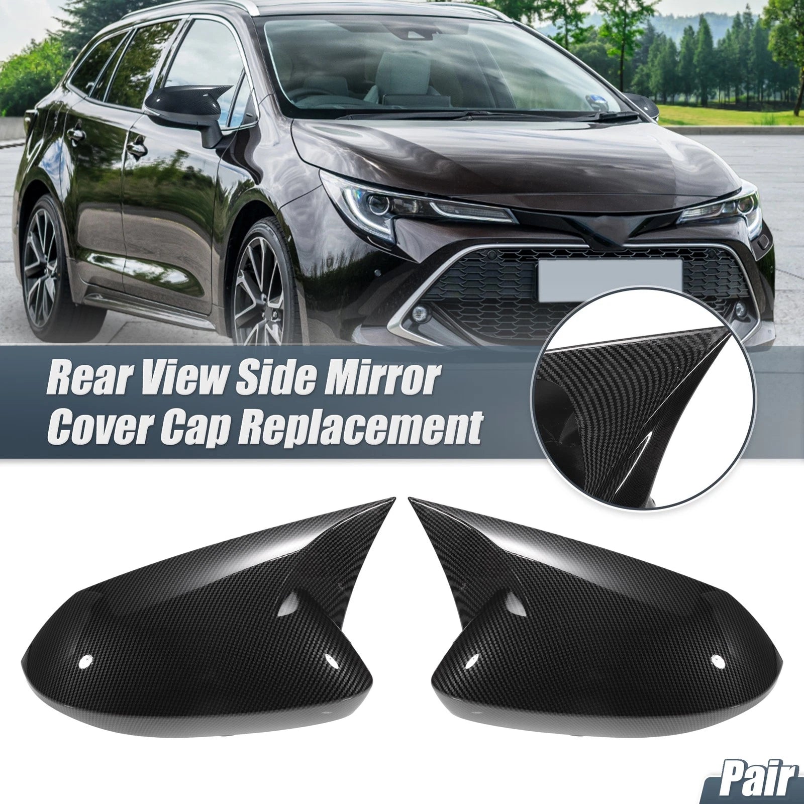 1 Pair Rearview Mirror Cover Overlay for Toyota Corolla (2014–2023) 767153441400