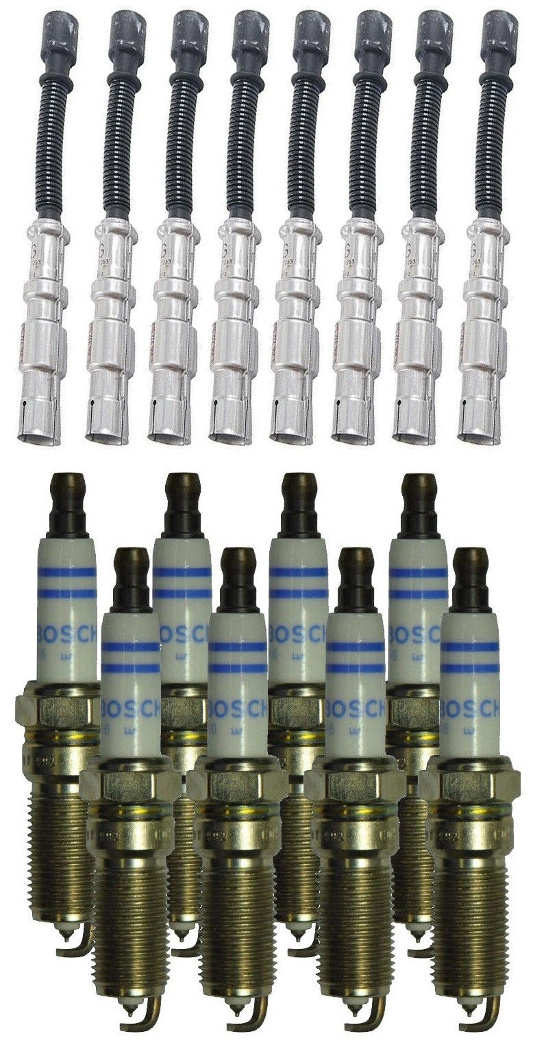 Set of 4 Bosch Double Platinum Spark Plugs & Wires for Benz R170 W210