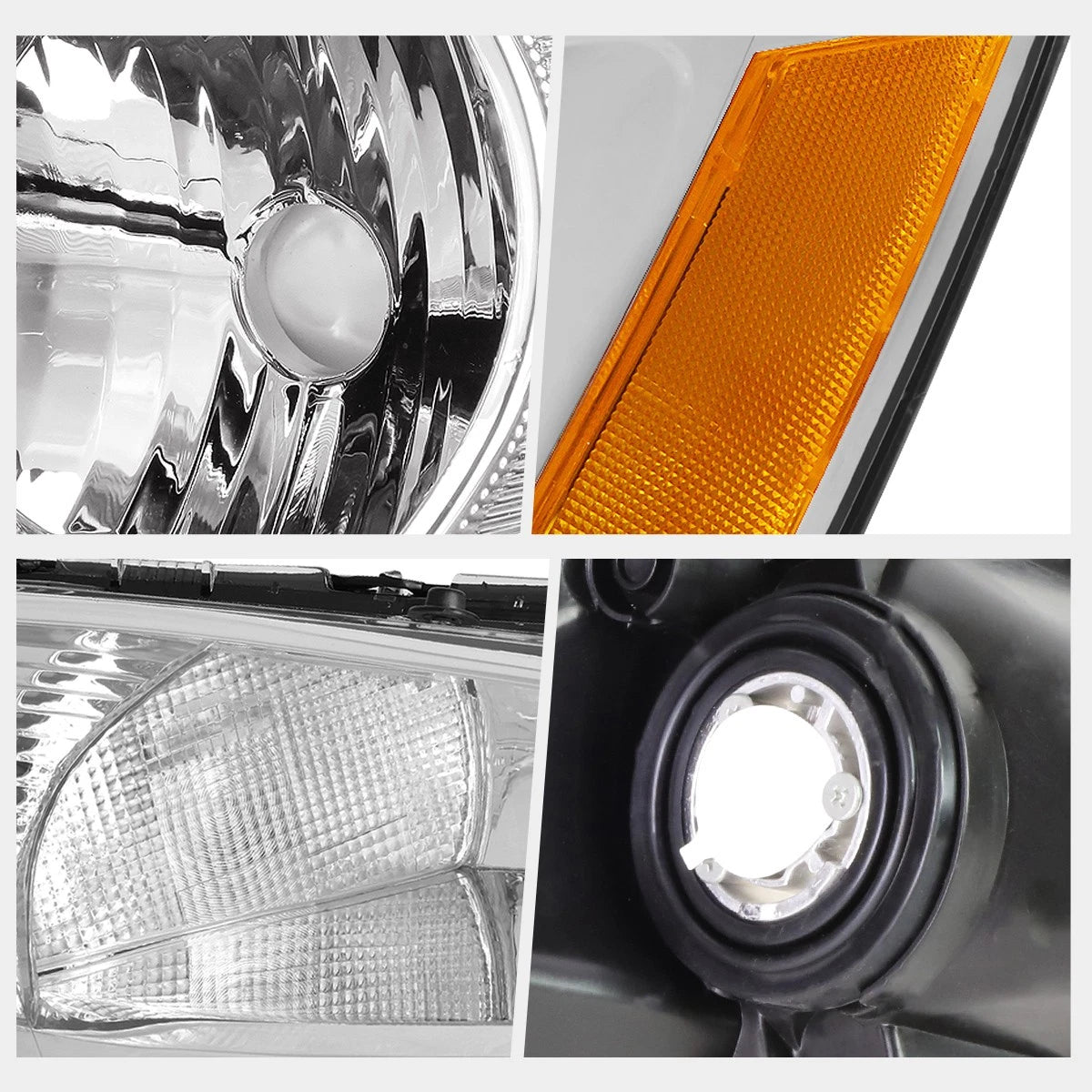 JDM Chrome Housing Headlight & Amber Side Corner Lamps for Honda Accord (2003–2007)