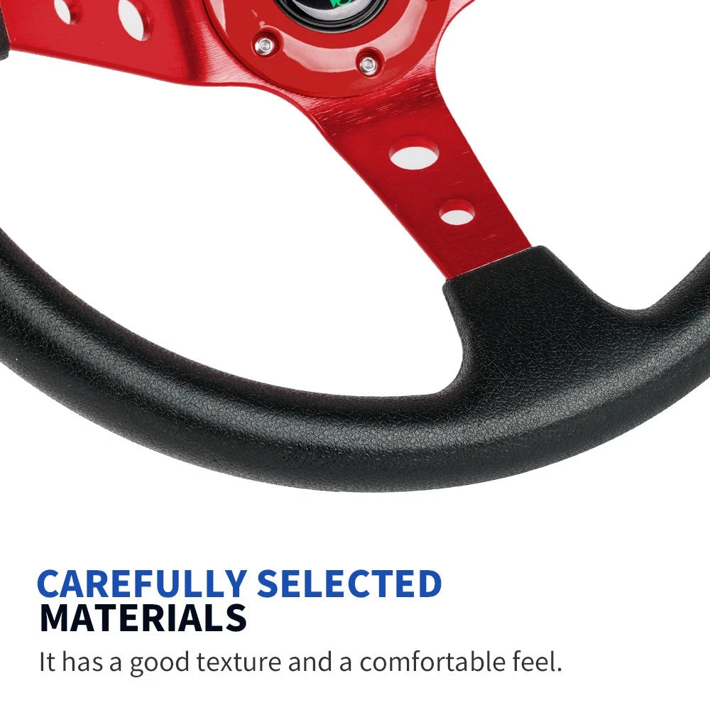 Deep Dish Red Racing Steering Wheel with Quick Release Adapter Kit
