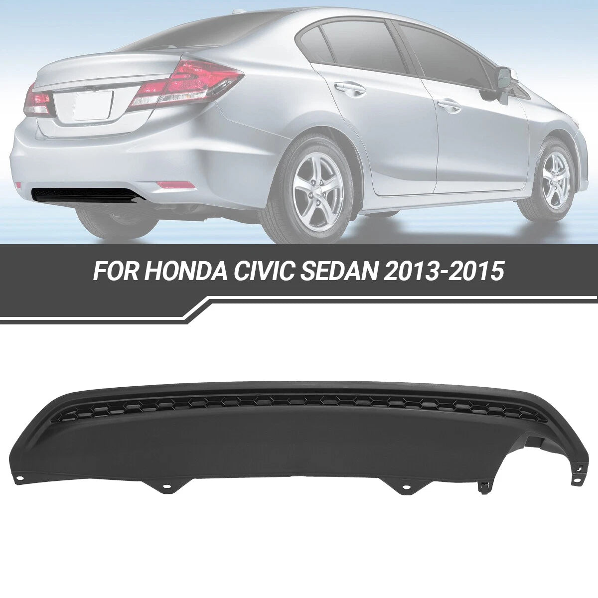 Rear Lower Bumper Valance for Honda Civic (2013–2015) Textured Plastic
