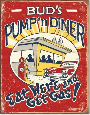 Tin Metal Sign for Garage Gasoline Pump Diner Repair Mechanic (1512)