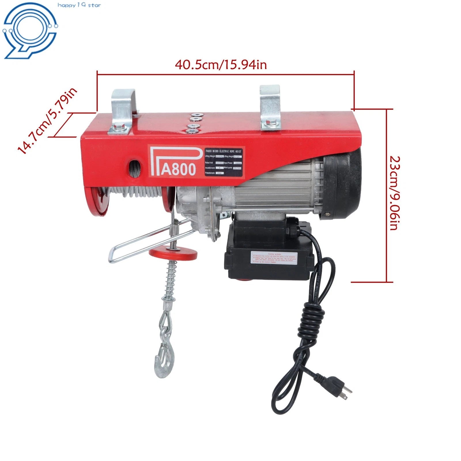 Electric Hoist Crane Winch 1350W with Wireless Remote Control (328ft)