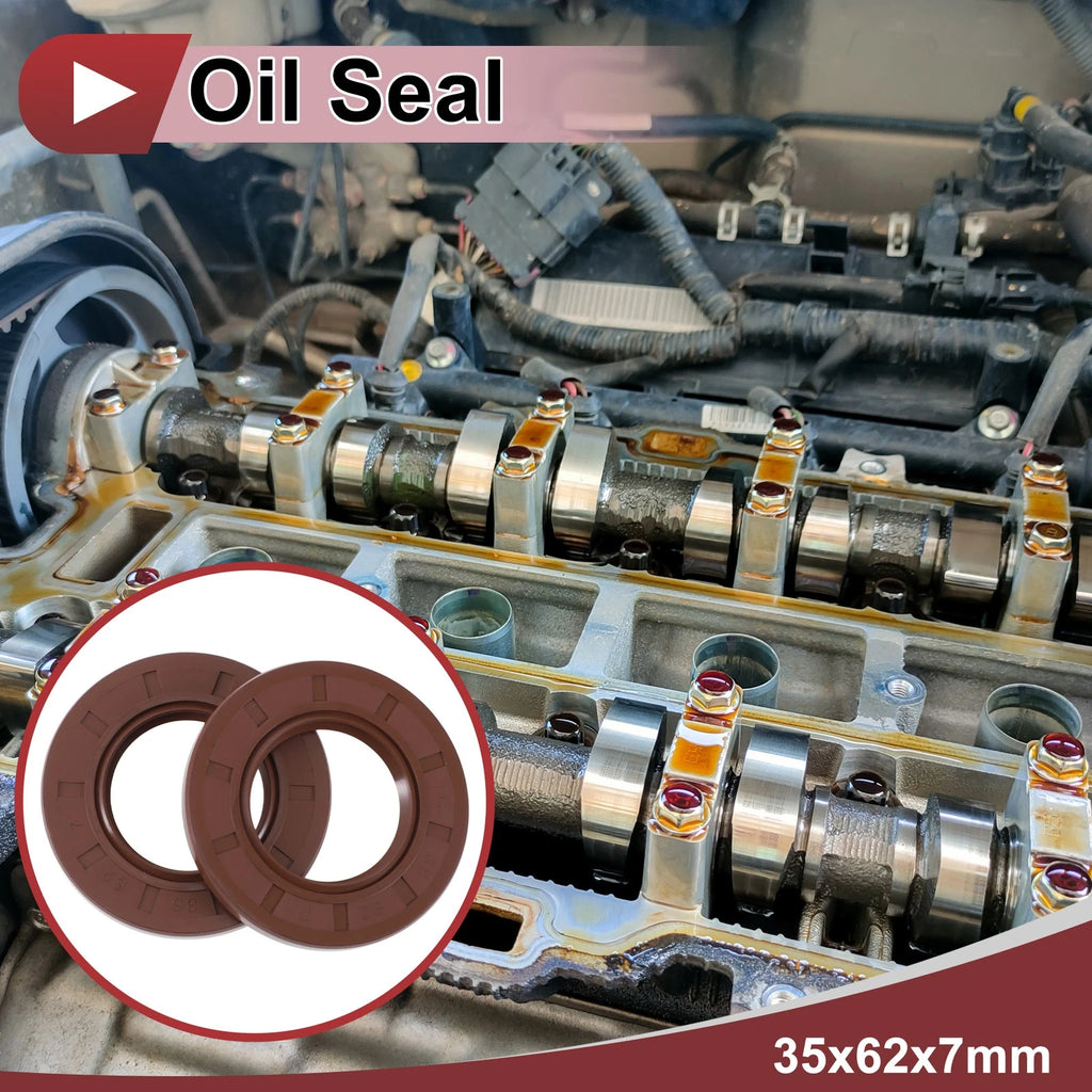 2X Oil Seal Rotary Shaft Seal for Various Models (35x62x7mm) FKM Rubber