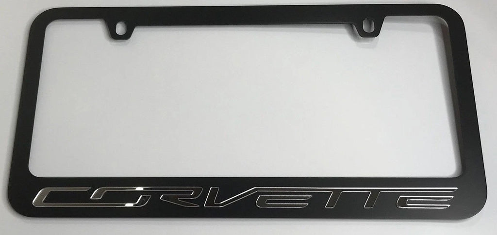 License Plate Frame Black Premium Chrome Emblem for C7 Corvette (2014–2019)