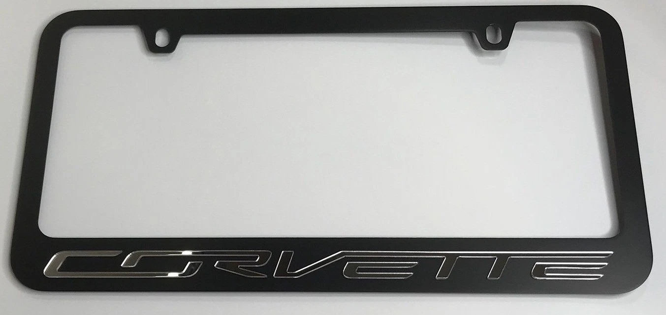 License Plate Frame Black Premium Chrome Emblem for C7 Corvette (2014–2019)