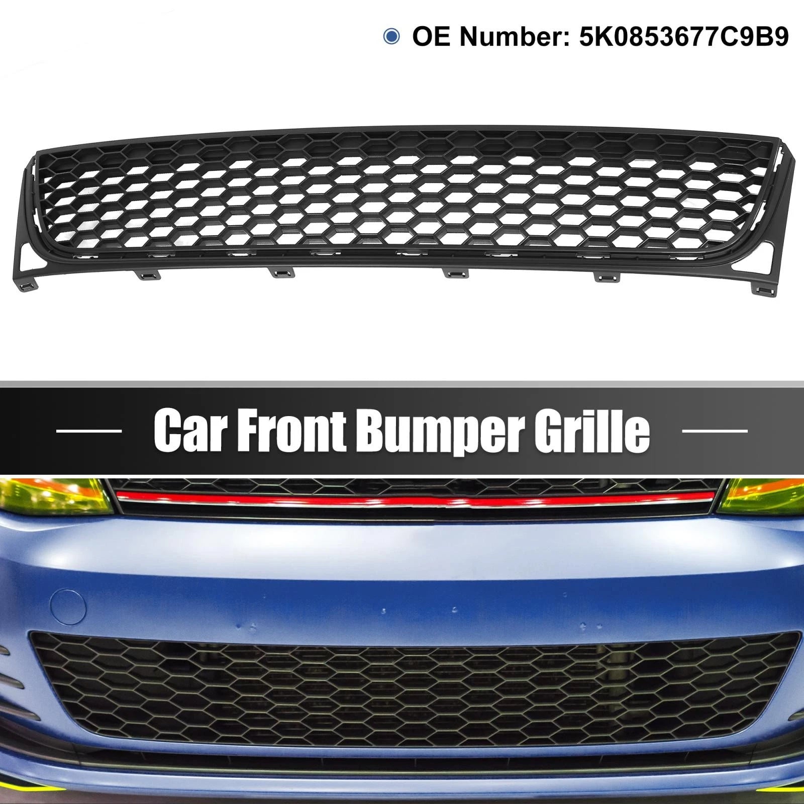 Mesh Front Bumper Lower Center Grille for Volkswagen (2010–2014) 5K0853677C9B9