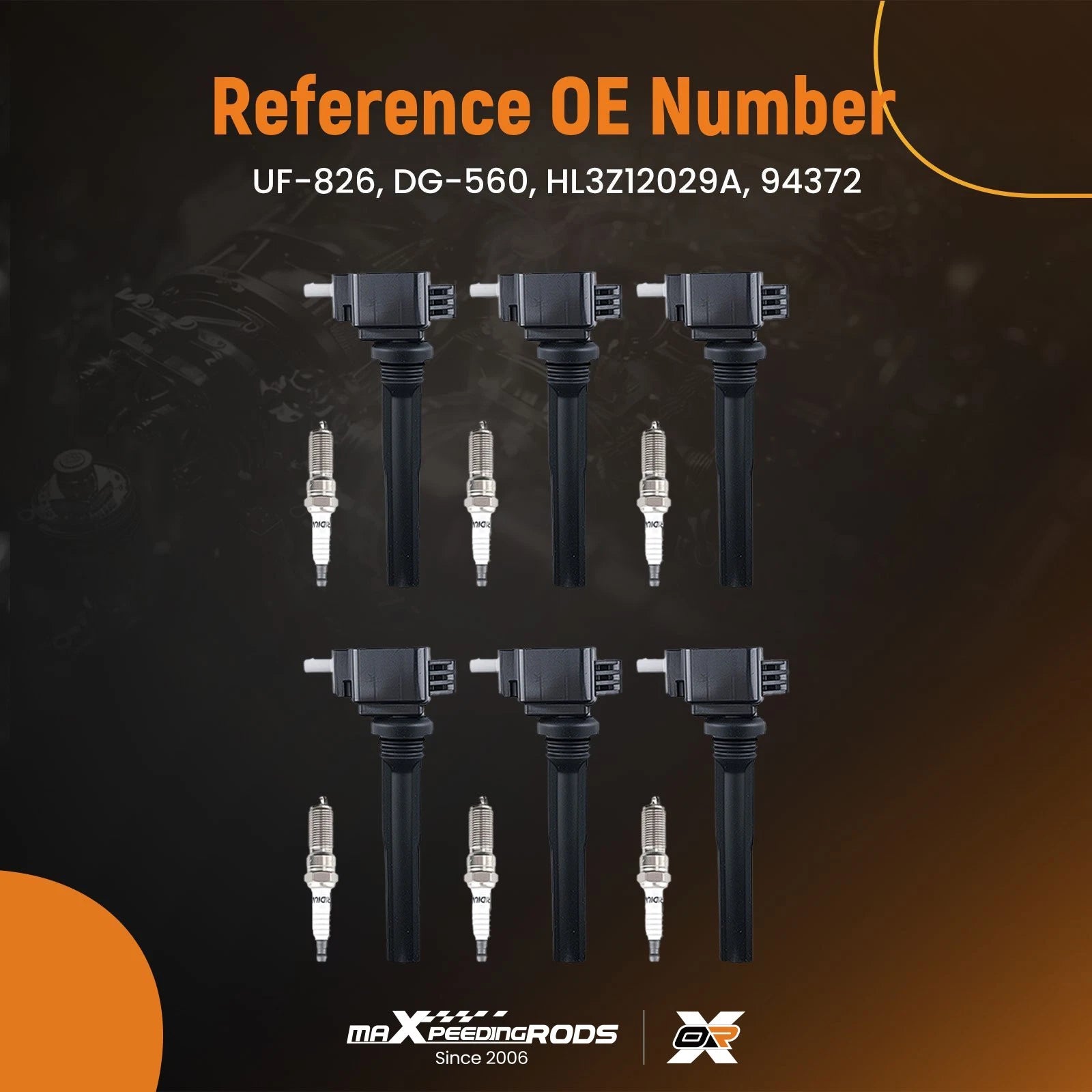Set of 6 Ignition Coils and Spark Plugs for Ford Expedition (2018-2019)