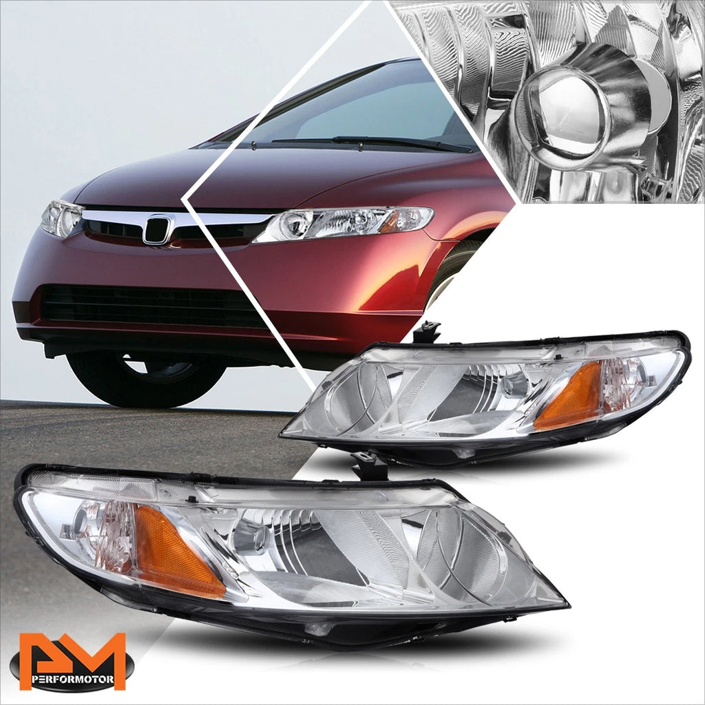 OE Style Chrome Housing Amber Corner Headlights for Honda Civic Sedan (2006–2011)