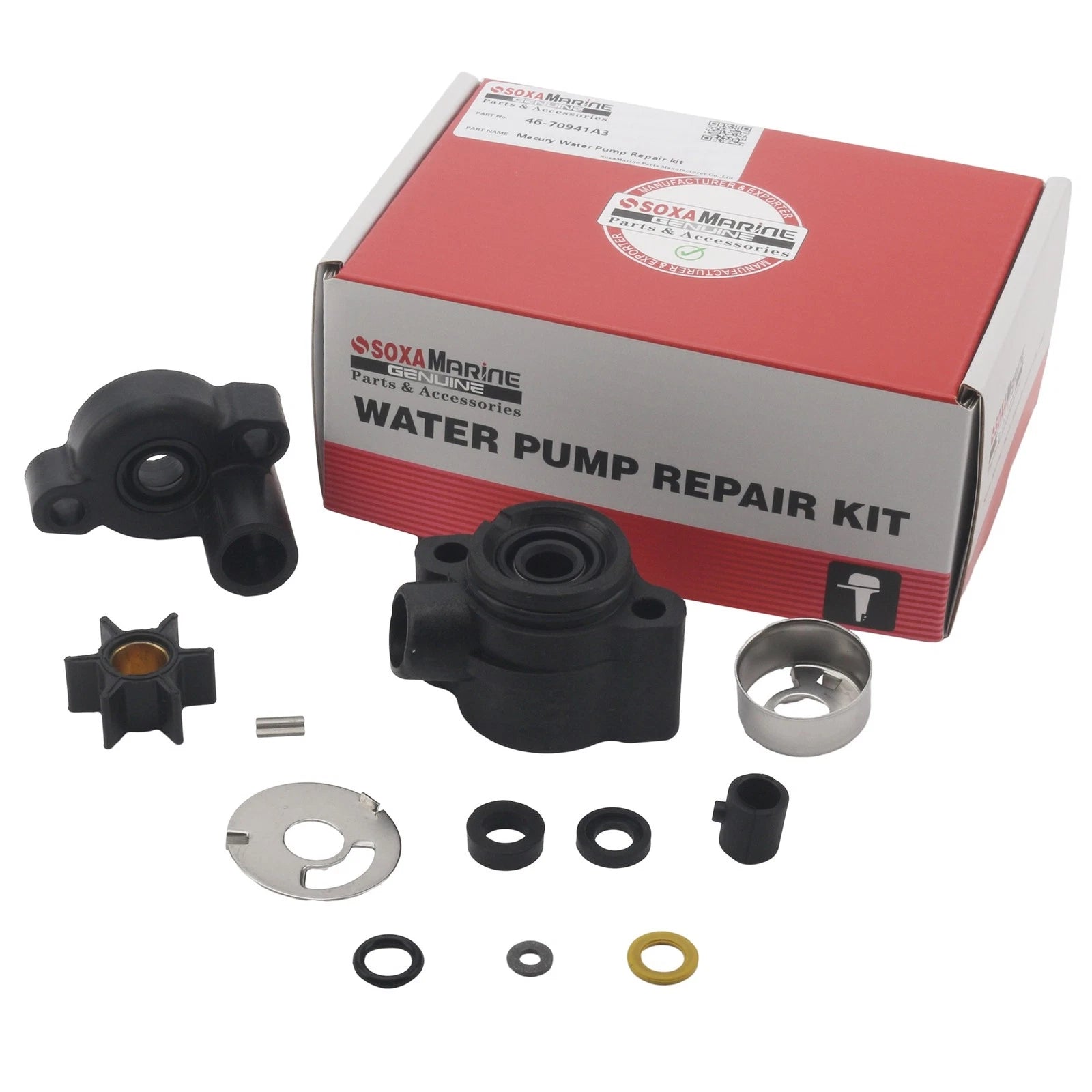 Water Pump Impeller Kit for Mercury 4-9.8 HP Outboard (46-70941A3)