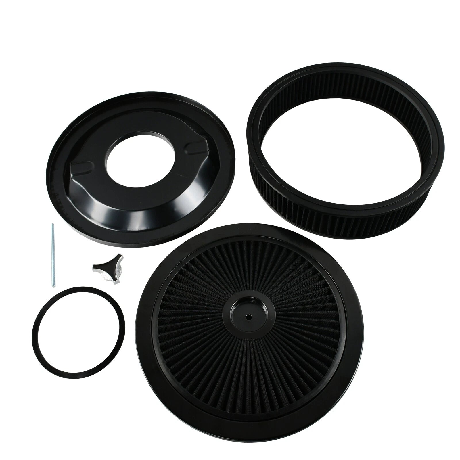 14" x 3" Black Round High Flow Washable Air Cleaner for SBC (350)