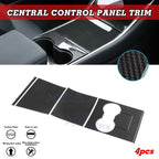 Carbon Fiber Center Console Cup Panel Cover Trim for Tesla Model 3 (2017–2020)