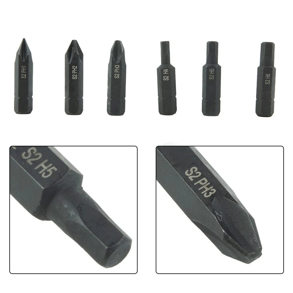 Set of 6 Magnetic Screwdriver Bits PH1 PH2 PH3 H4 H5 H6 for