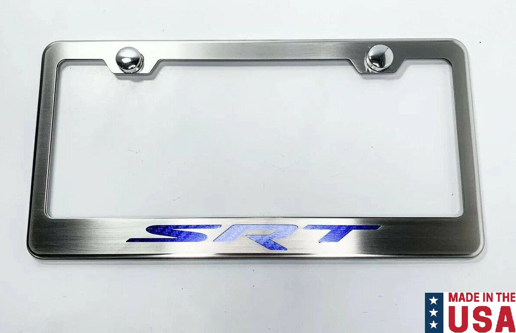 License Plate Frame Blue Carbon Fiber Inlay for Dodge SRT (2015–2023)