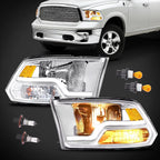 Pair LED DRL Sequential Headlights for Dodge Ram 1500 2500 3500 (2009–2018)