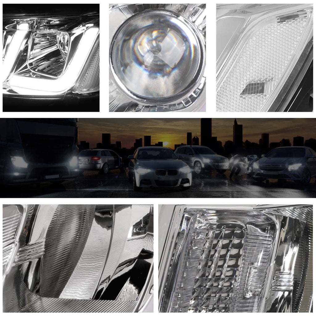 LED DRL Bar Projector Headlight for Jeep Grand Cherokee (2014–2016) Chrome/Clear