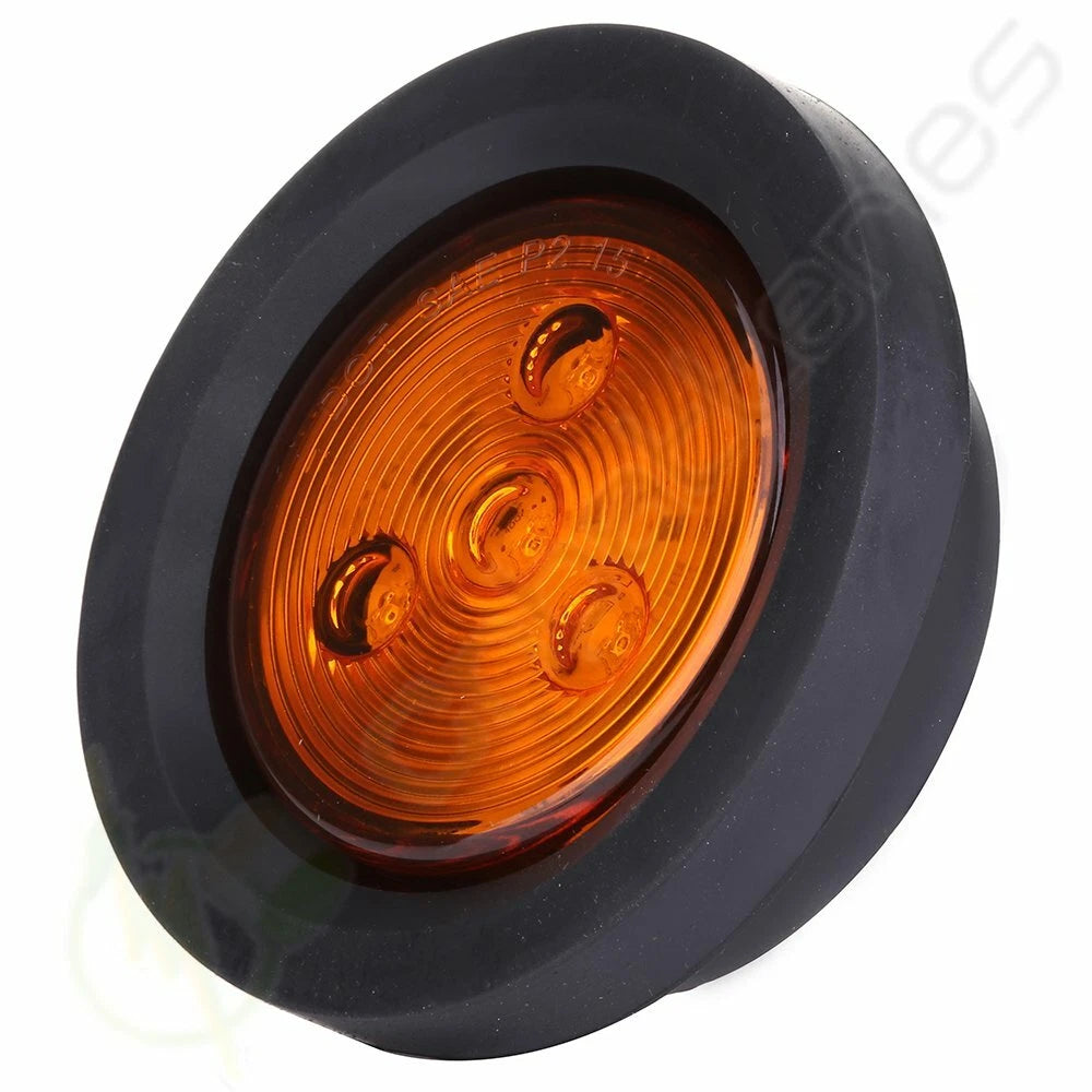 2X Amber 4 LED Round 2.5" Clearance Side Marker Light for Truck Trailer (12V)
