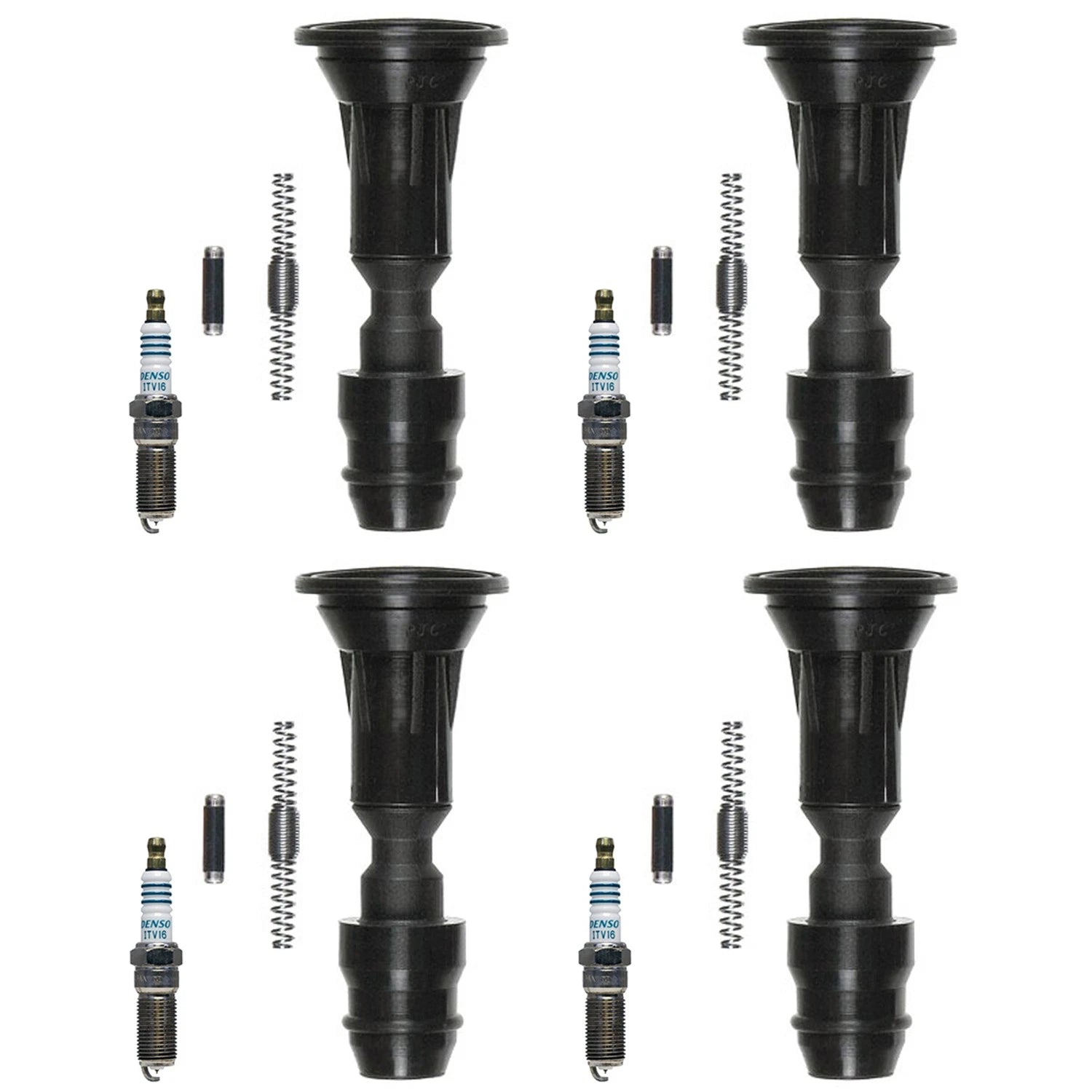 Set of 4 Denso Iridium Power Spark Plugs & Coil Boots for Equinox Impala Regal (L4)