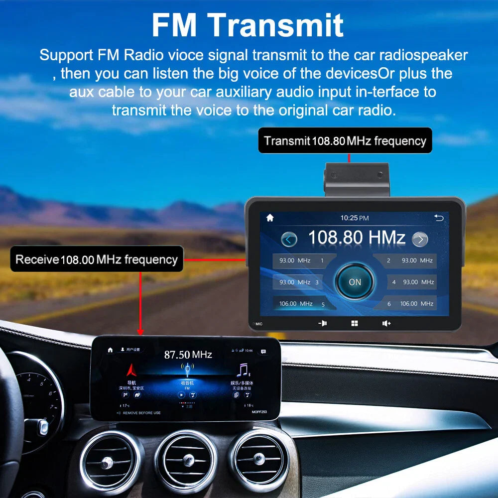 7" Touch Screen Multimedia Player w/ DVR & 64G TF Card for Car - Carplay FM BT