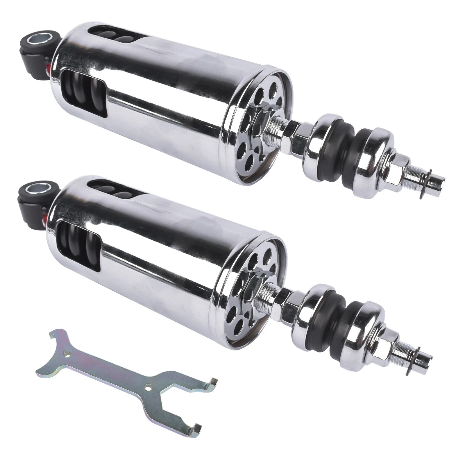 2X Adjustable Chrome Rear Suspension Shocks for Harley Softail (2000–2017)