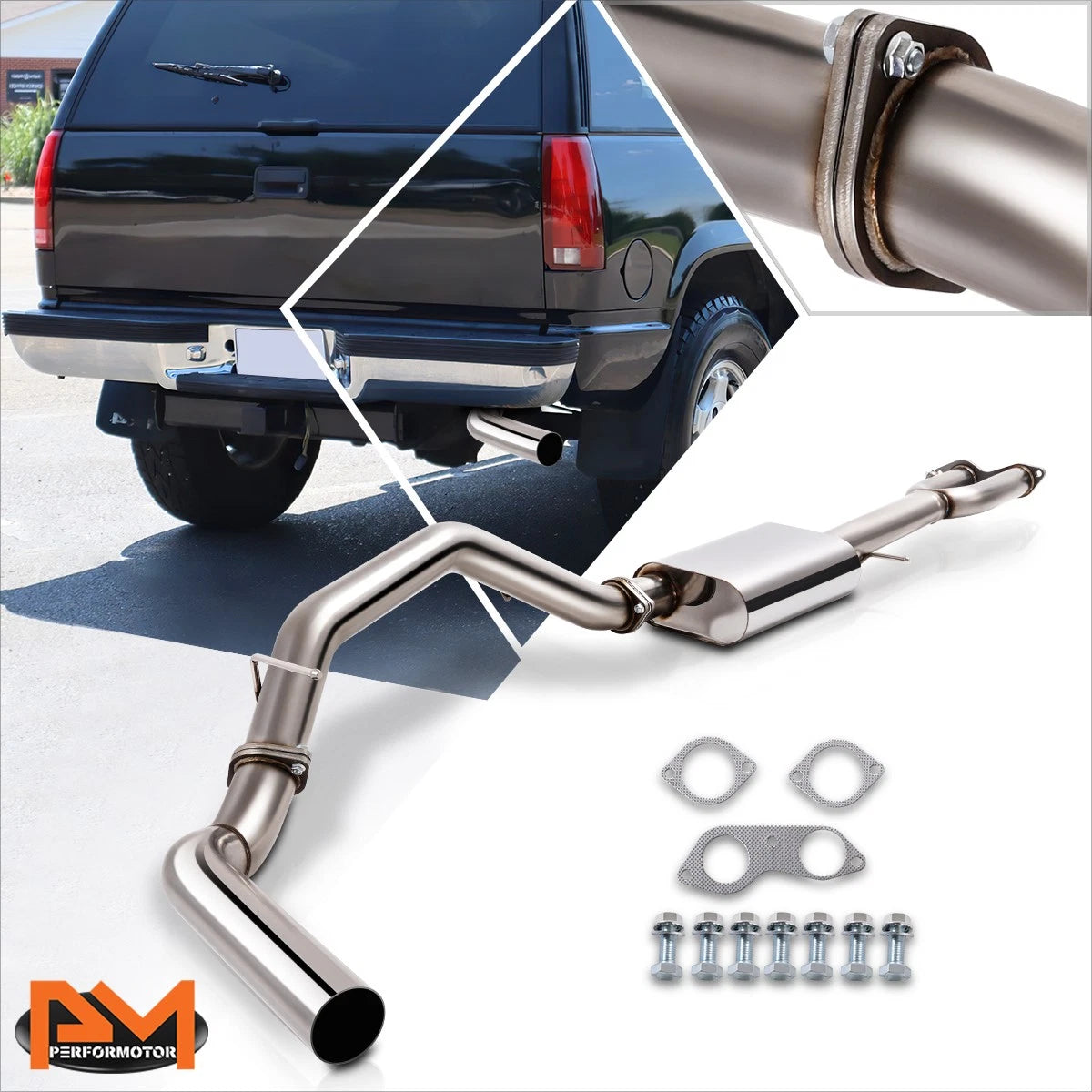 3" OD Round Tip Oval Muffler Exhaust Catback for Chevy Tahoe/GMC Yukon (1996–1999)