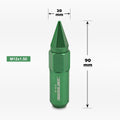 Set of 20 M12X1.5 Green JDM Hex Spiked Wheel Lug Nuts + 20mm Extension