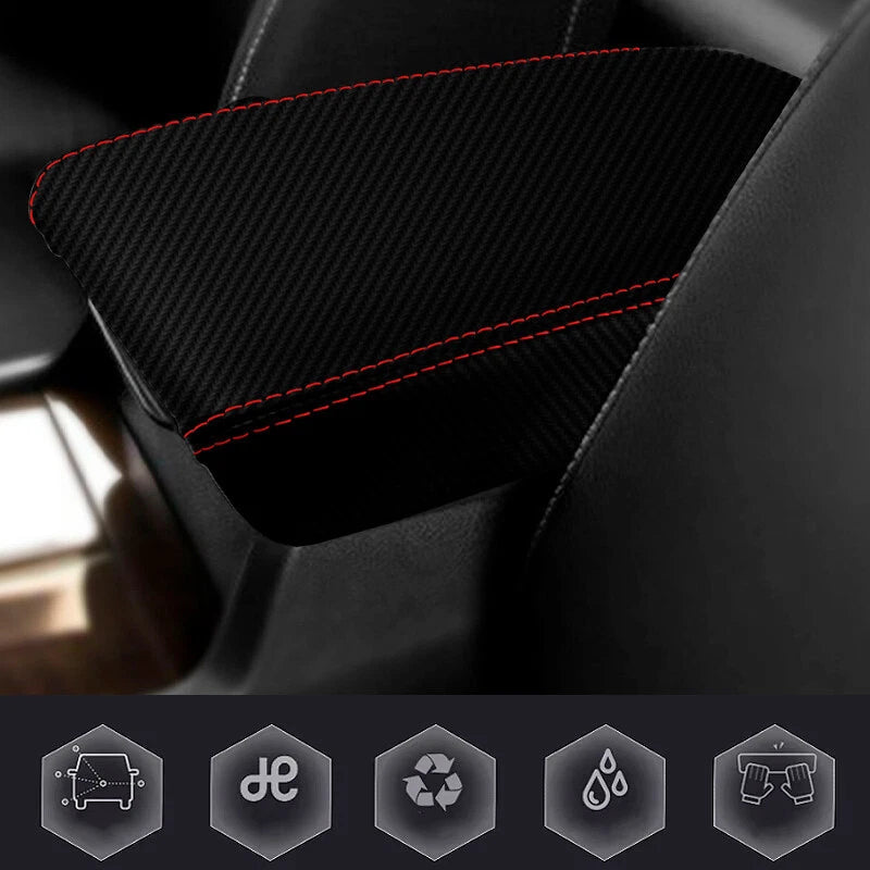 Console Lid Armrest Cover for Acura TSX (2009–2014) Carbon Fiber Red Stitch