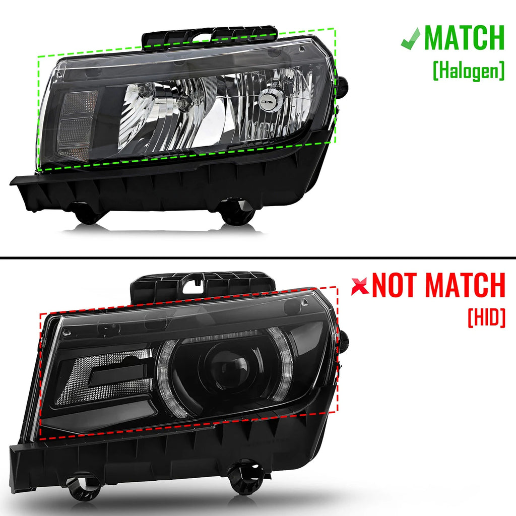Halogen Headlight for Chevrolet Camaro (2014–2015) Left Driver Side Chrome