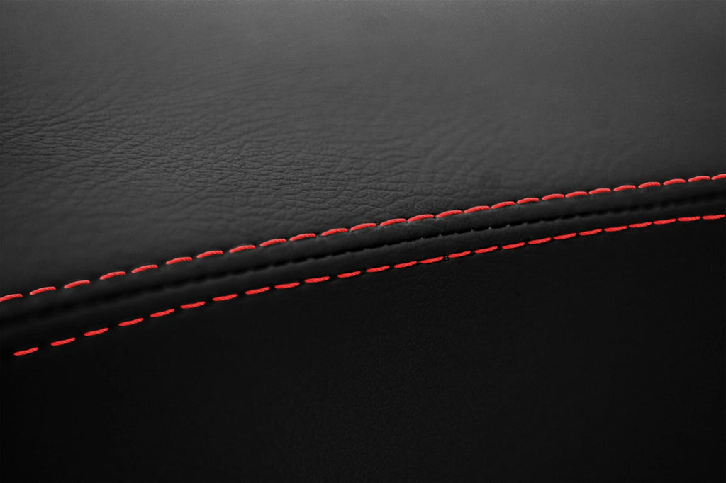 Leather Console Lid Armrest Cover for Ford Explorer Limited (2011–2019) Red Stitch
