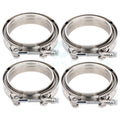 Set of 4" Zinc Plated Iron V-Band Turbo Pipe Exhaust Flange Clamp