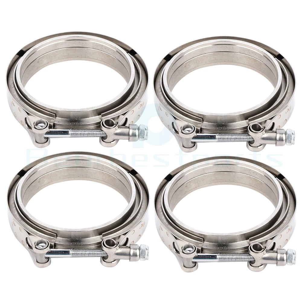 Set of 4" Zinc Plated Iron V-Band Turbo Pipe Exhaust Flange Clamp