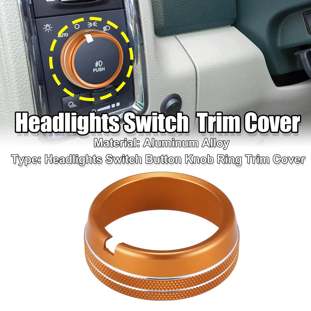 Headlight Switch Button Knob Trim Cover for Dodge Ram (2010–2017) Orange 782685820370