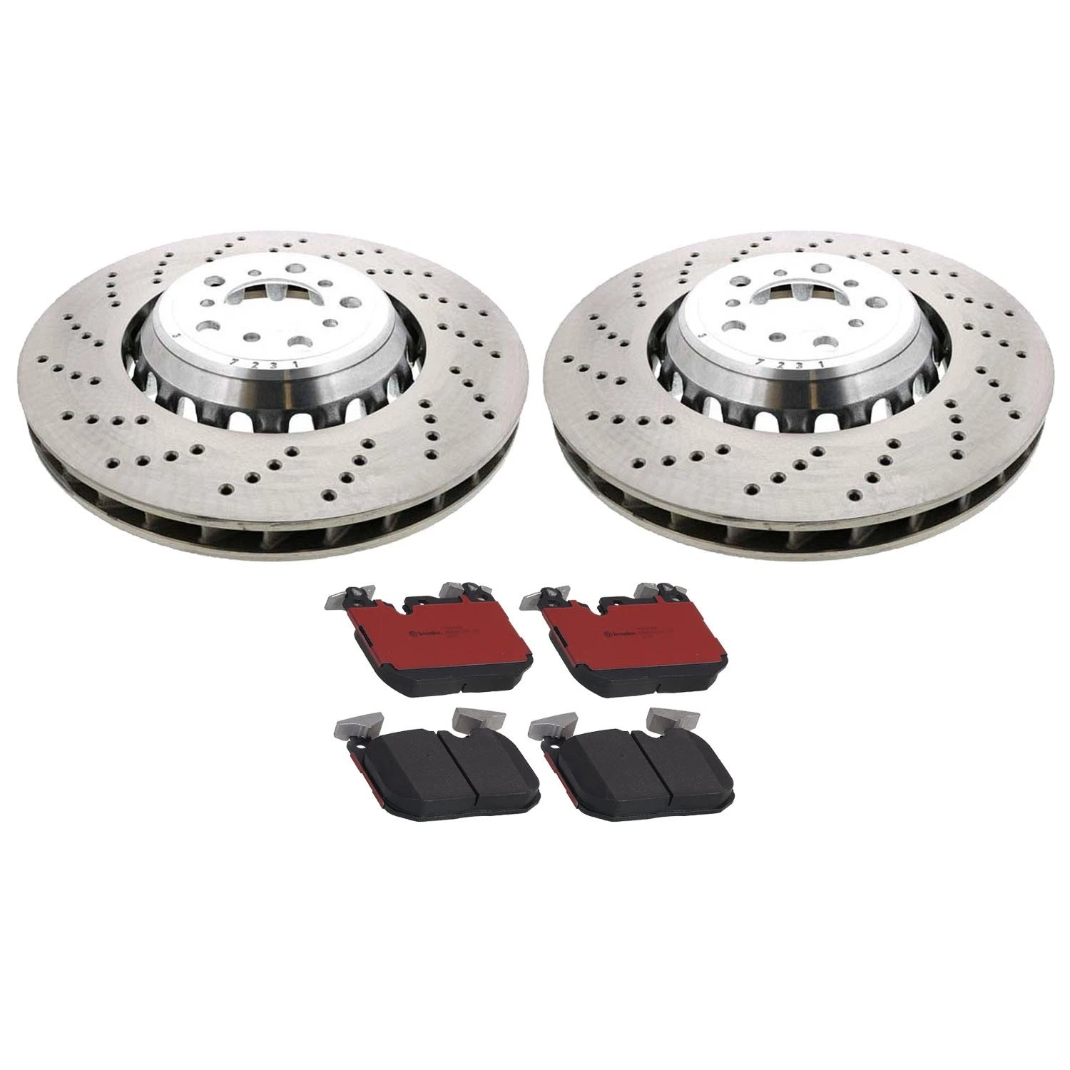 Front Brake Kit 400mm Drilled Rotors & Brembo Ceramic Pads for BMW F87 M2 (2016–2021)