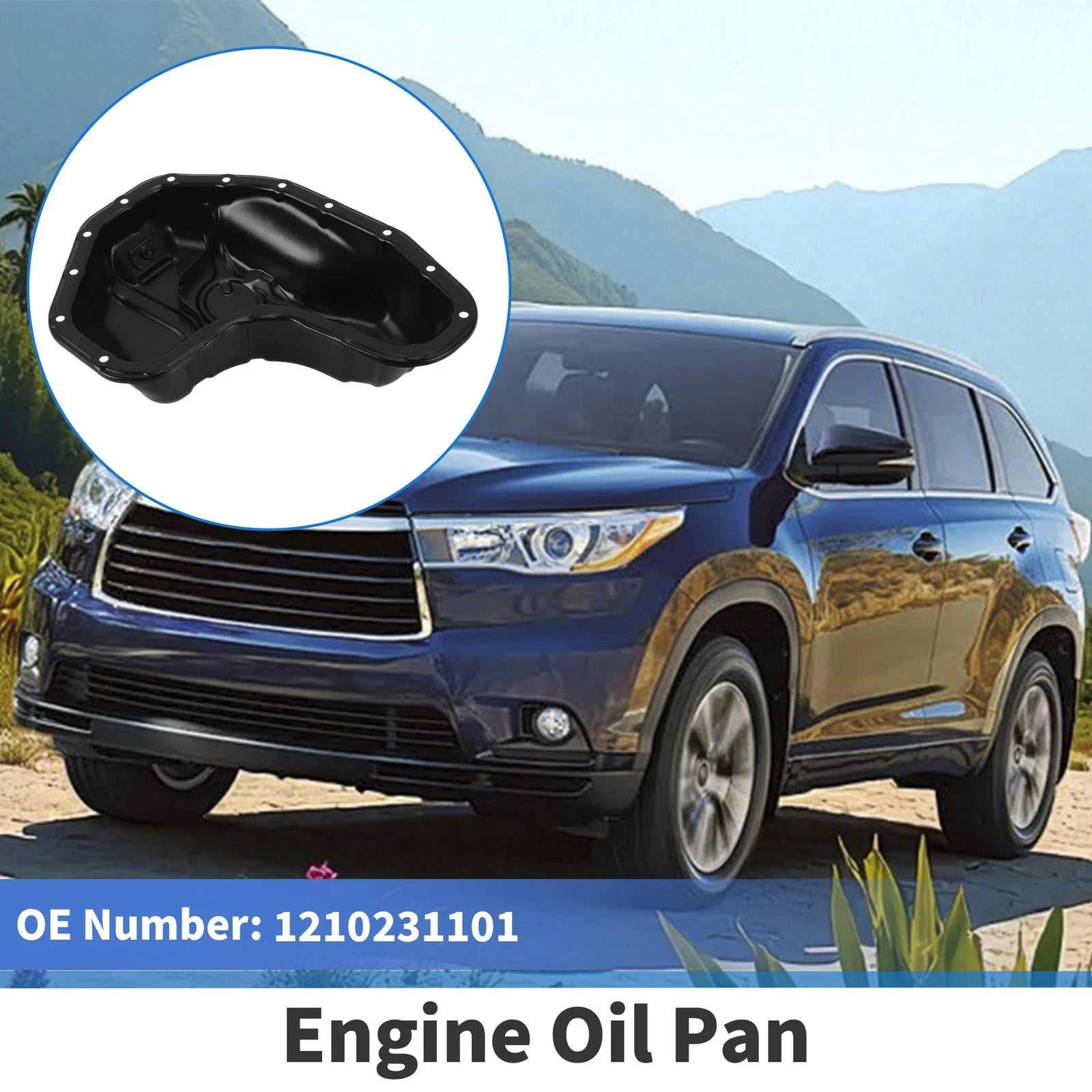 1 Pc Engine Oil Pan No.1210231101 for Toyota Highlander (2017–2019) Steel Black