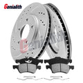 Front Drilled & Slotted Brake Rotors with Ceramic Pads for Chrysler Town & Country