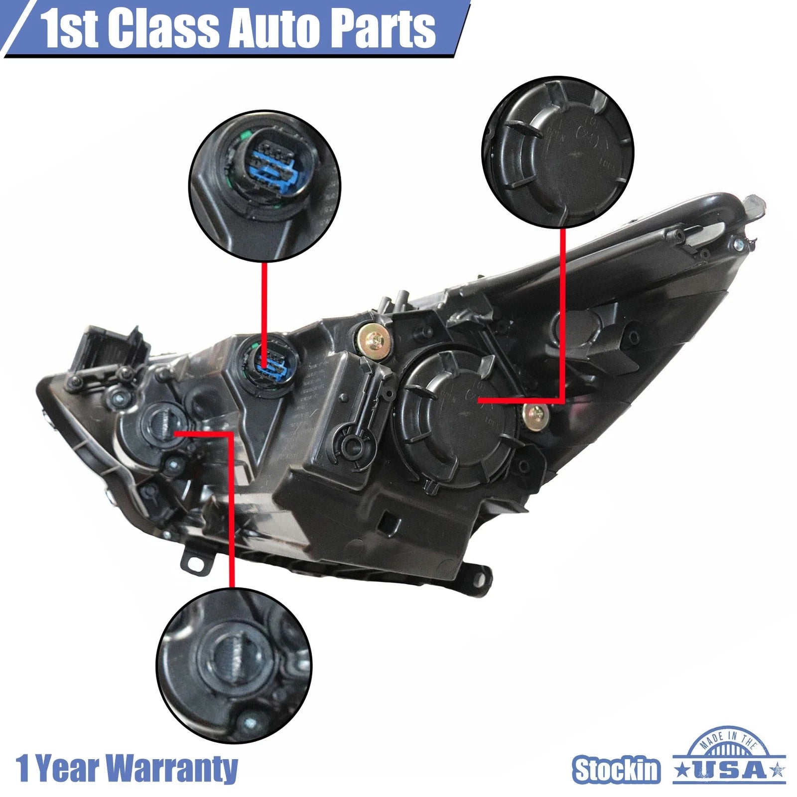 Headlight for Hyundai Accent (2015-2017) Right Passenger with Bulb