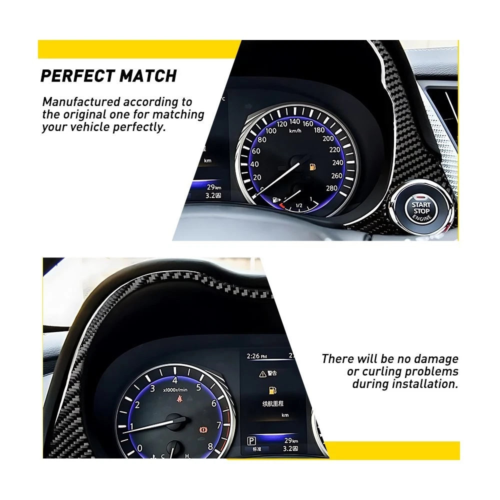 Dashboard Frame Cover Trim for Infiniti Q50 Q60 (2014–2020) Carbon Fiber