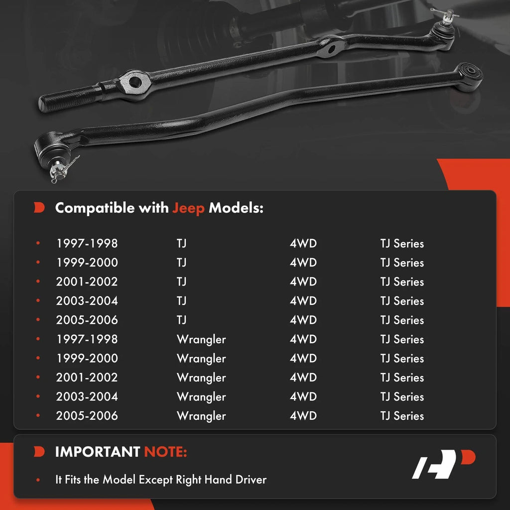 2X Front Side Track Bar Tie Rod End for Jeep Wrangler TJ (1997–2006)